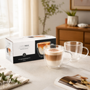 Tazas de Vidrio Doble Pared para Capuchino y Café  14Oz  (410ml). Coffee Mugs Transparente con Asa para Té y Bebidas (Set de 2)