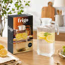 Jarra de Vidrio Transparente Acanalado con Tapa Plástica y Asa 63.4 Oz (1.86 L). Ideal para Agua y Bebidas