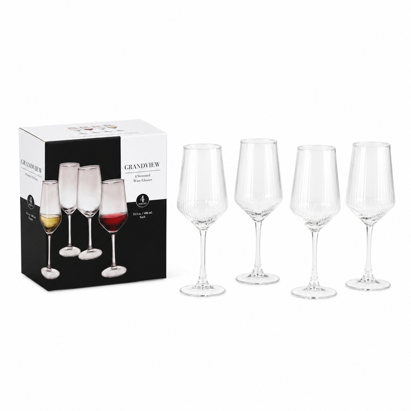 Copas de Cristal 13.5Oz (400ml)  Para Vino. Diseño Elegante y Ligero (Set de 4)