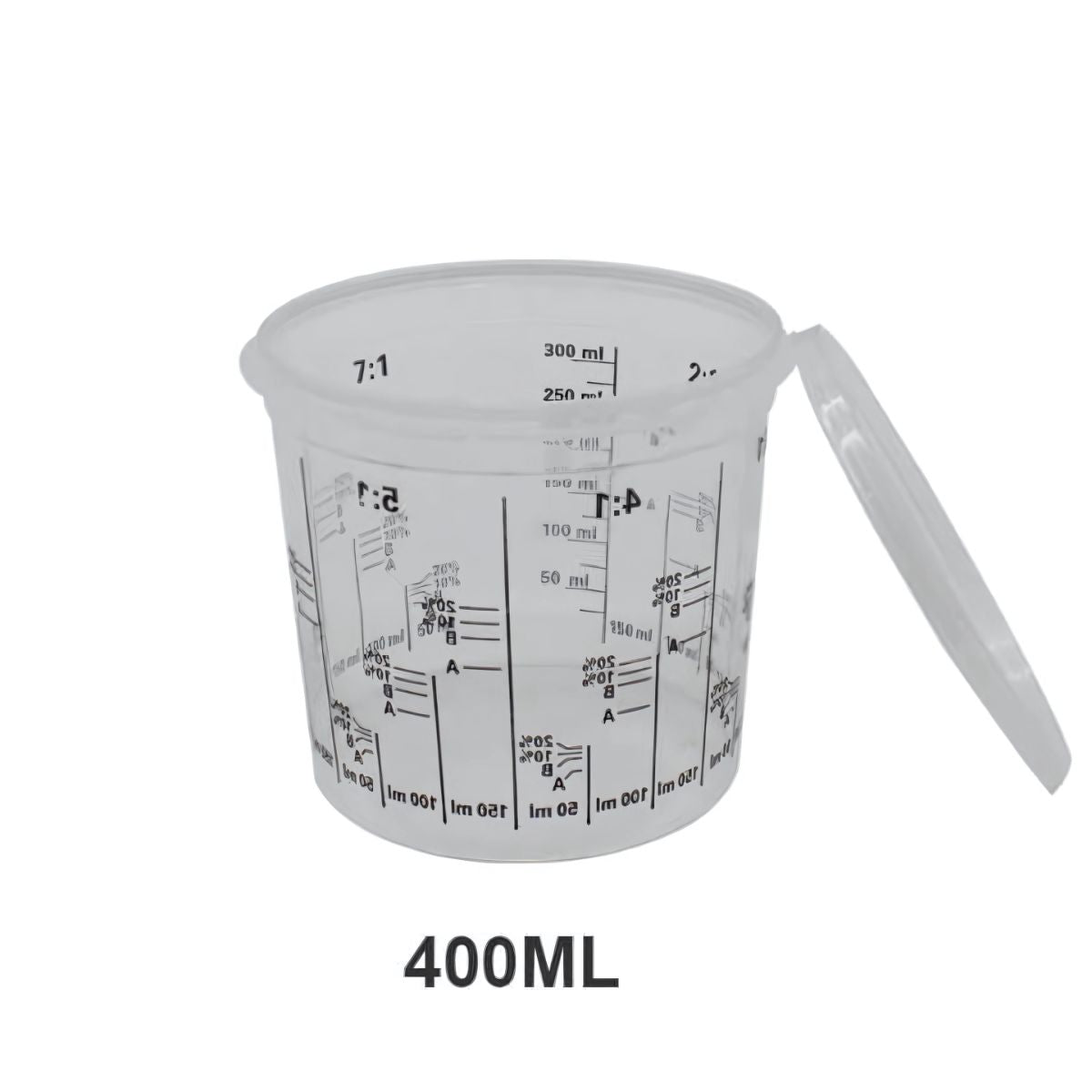 Vaso Medidor de Pintura para Mezcla 2300 ml con Tapa Plástica. Resistente con Marcas de Medición.