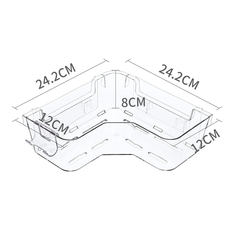 Repisa Esquinera Organizadora de Ducha. Cesta para Baño de Plástico Transparente. Jabonera de Esquina 24.2x24.2x12cm. ( Incluye autoadhesivo)
