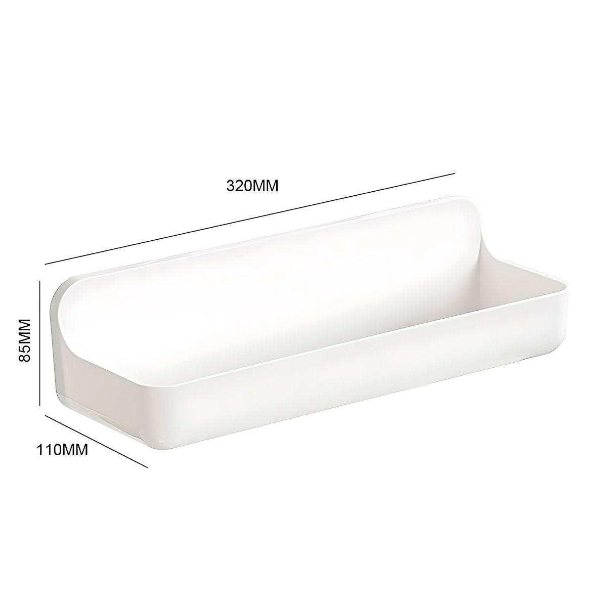 Repisa Multiuso de Ducha. Cesta para Baño de Plástico Blanco. Caja Organizadora 32x11x8.5cm.
