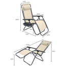 Silla Reclinable Plegable para exteriores con Cojín y Portavasos. Ideal para terraza, Jardín o Camping. Color crema.