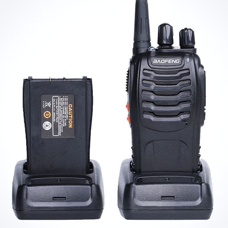 Radios Walkie Talkie De 2 Vías Y 16 Canales. Recargables Con Base De Carga. Color Negro (Pack De 4).