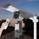 Lámpara Solar LED 300W De Exterior Con Cámara WiFi De Seguridad IP65. Foco con panel solar. Luz blanca.
