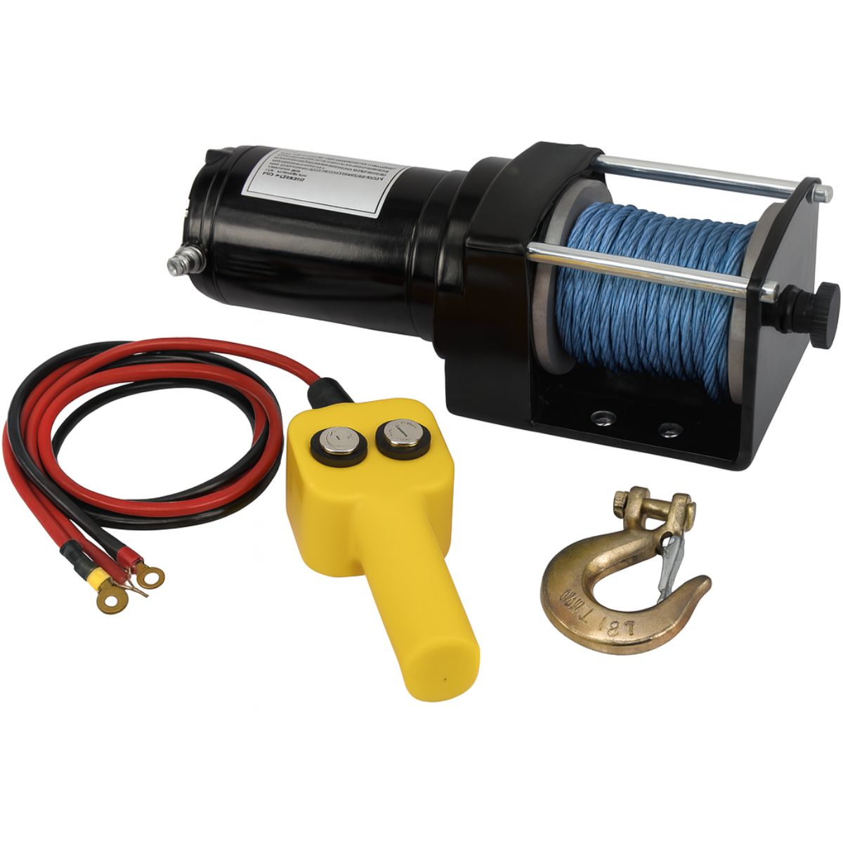 Winche Eléctrico 2,000 Lbs 12V. Tecle Con Cuerda Sintética Azul. Malacate Para ATV, UTV Y Embarcaciones.