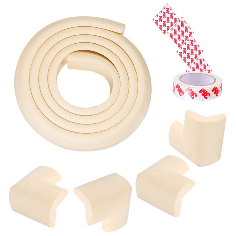 Protector De Esquinas Y Bordes (2 Metros Con 4 Esquineros). Protector de foam De Seguridad Para Niños Y Bebés. Color claro.
