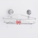 Repisa esquinera para baño. Estante flotante de esquina transparente con ventosas. Organizador de ducha. 31.5x25x5.5cm.