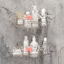 Repisa esquinera para baño. Estante flotante de esquina transparente con ventosas. Organizador de ducha. 31.5x25x5.5cm.