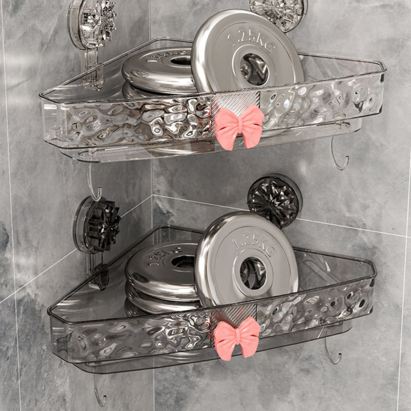 Repisa esquinera para baño. Estante flotante de esquina transparente con ventosas. Organizador de ducha. 31.5x25x5.5cm.