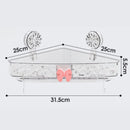 Repisa esquinera para baño. Estante flotante de esquina transparente con ventosas. Organizador de ducha. 31.5x25x5.5cm.