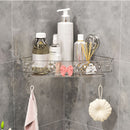 Repisa esquinera para baño. Estante flotante de esquina transparente con ventosas. Organizador de ducha. 31.5x25x5.5cm.