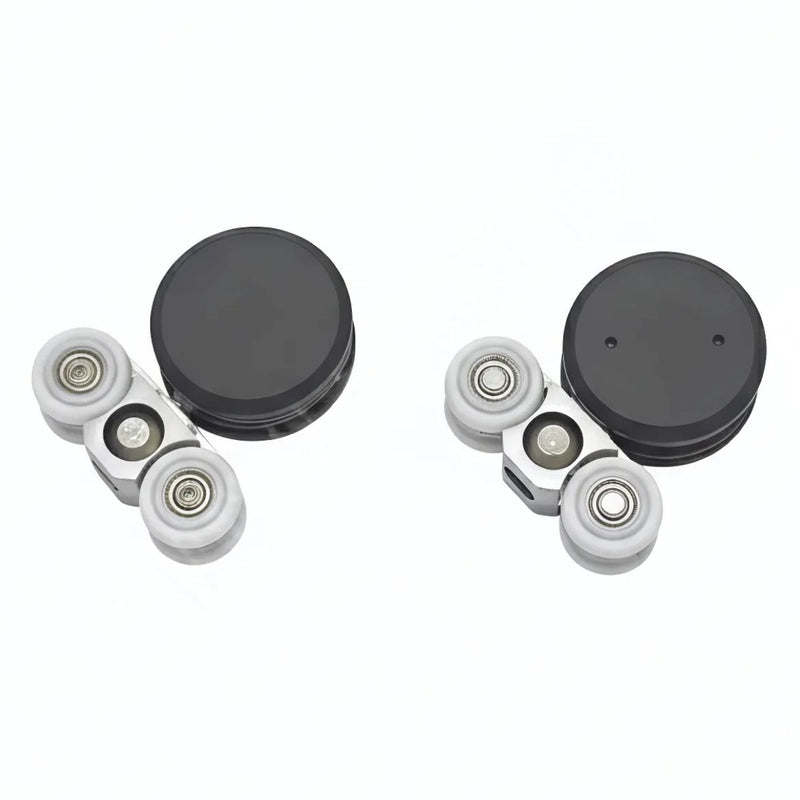 Rodachines para Puerta Corrediza de vidrio. Acabado Negro Mate. Deslizamiento Suave y Silencioso. (Par) para riel TD-8600B-4