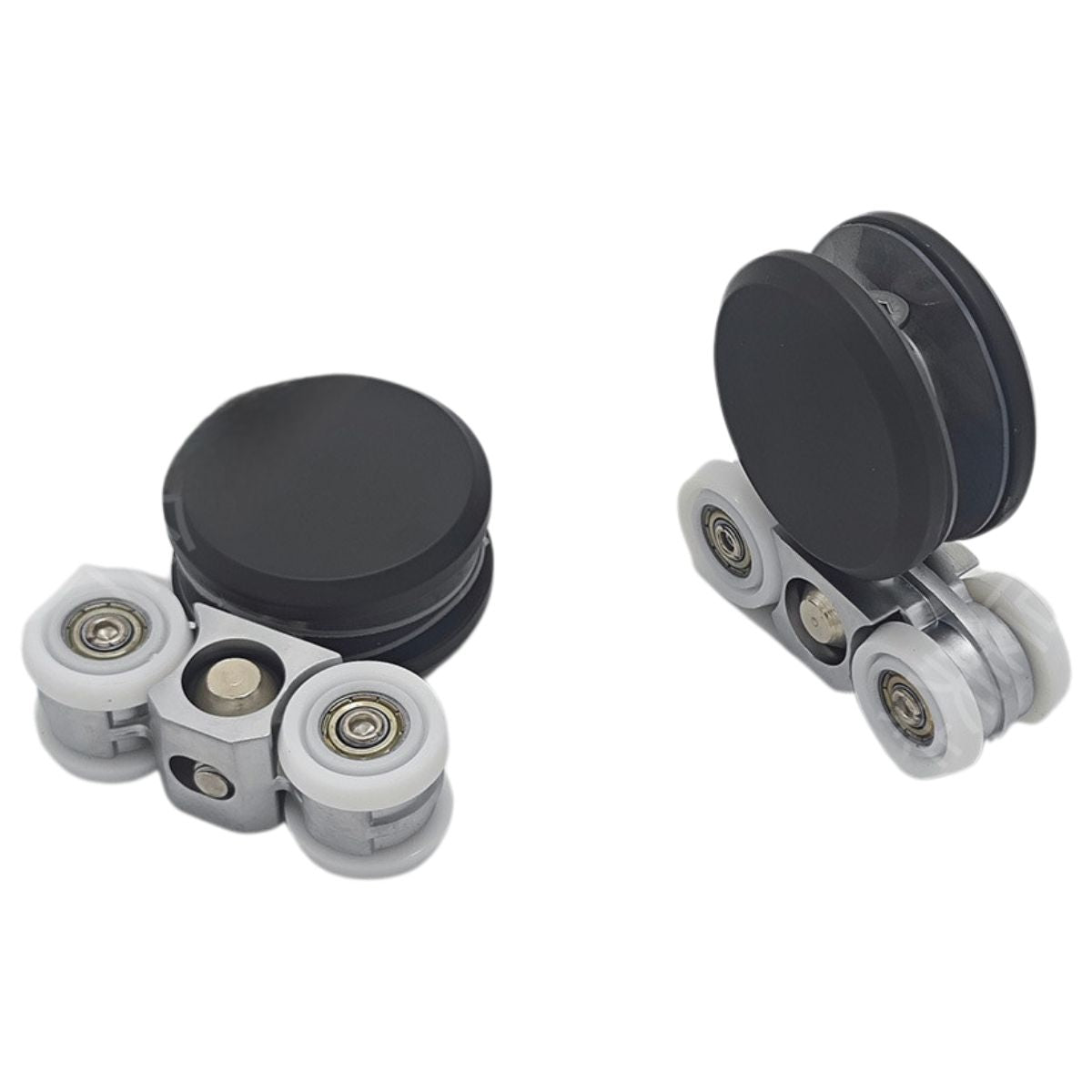 Rodachines para Puerta Corrediza de vidrio. Acabado Negro Mate. Deslizamiento Suave y Silencioso. (Par) para riel TD-8600B-4