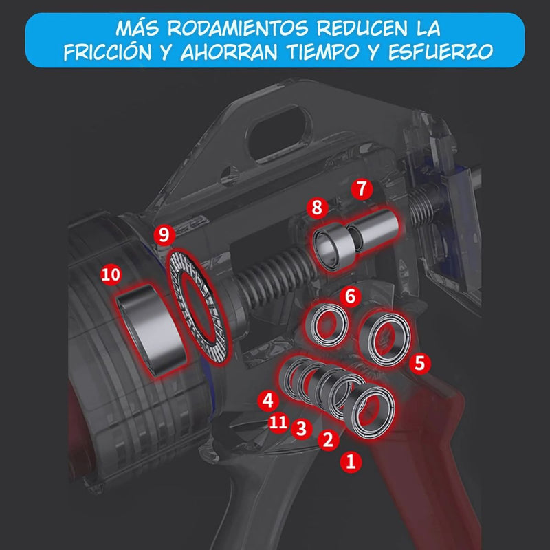 Pistola De Calafateo Profesional con linterna incorporada Para Silicona. Aplicador De Cartuchos, Adhesivos, salchichas Y Selladores. Calafateadora. 19 axis luxury (set de 48 piezas)