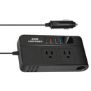 Inversor De voltaje Corriente Para Auto 200W. Convierte 12V a 110V. Adaptador De Carro Con 2 Tomas Y 4 Puertos USB.