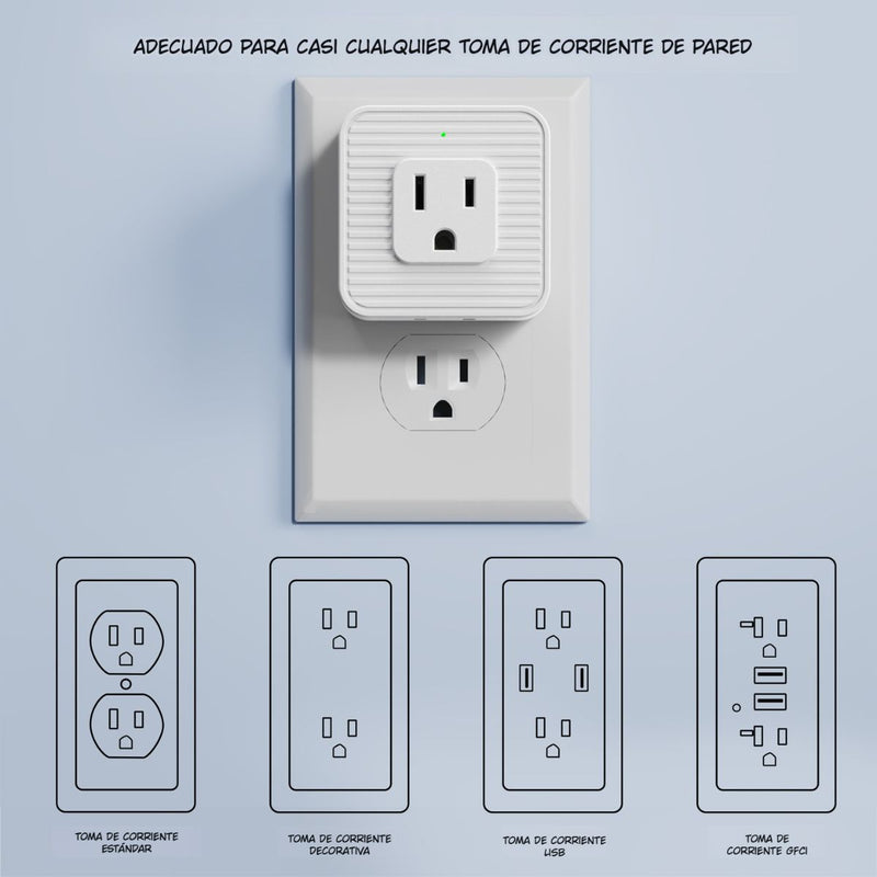 Regleta T Extensor De Tomacorrientes De Pared 5 En 1. Adaptador De Enchufe Compacto. Multiplicador De Tomas Eléctricas.