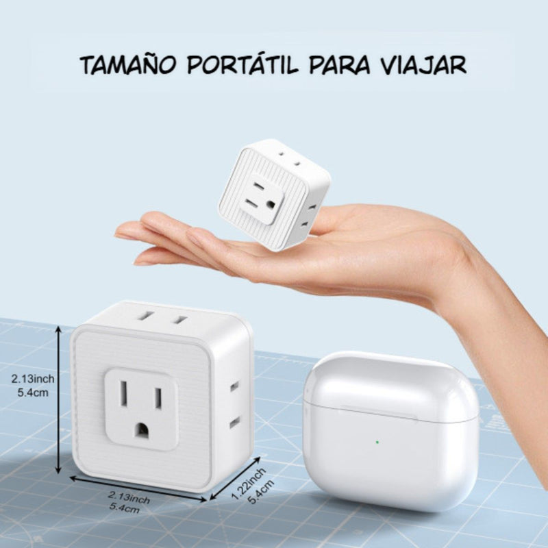 Regleta T Extensor De Tomacorrientes De Pared 5 En 1. Adaptador De Enchufe Compacto. Multiplicador De Tomas Eléctricas.