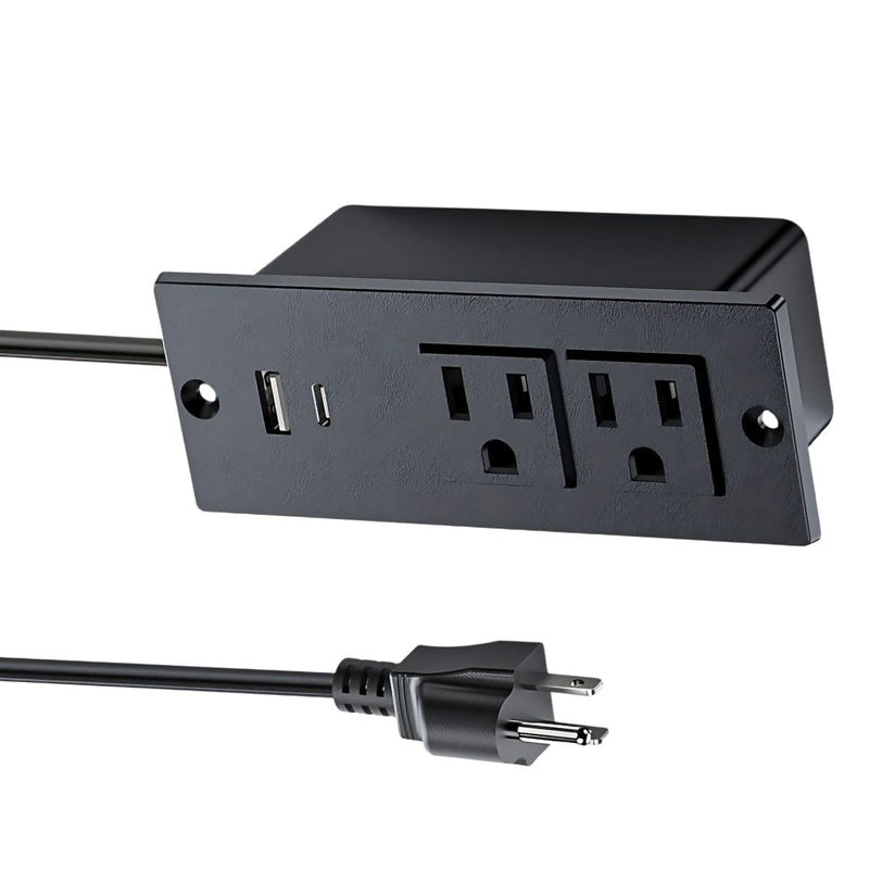 Extension Toma Corriente Empotrable Con 2 Enchufes Y 2 Puertos USB +USB-C. Extensión Eléctrica. Regleta oculta para muebles.