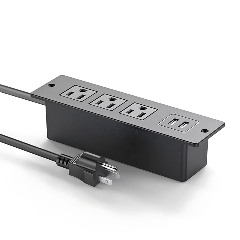 TomaCorriente Empotrable extension Con 3 Salidas Y 2 Puertos USB. Extensión Eléctrica. Regleta Oculta Para Muebles.