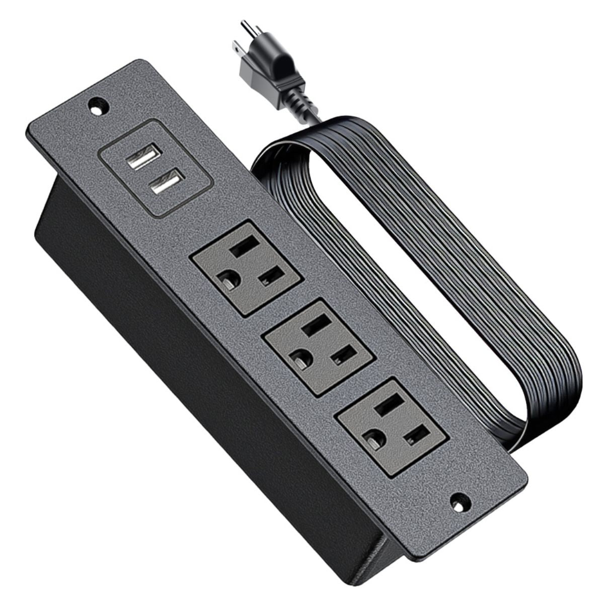 TomaCorriente Empotrable extension Con 3 Salidas Y 2 Puertos USB. Extensión Eléctrica. Regleta Oculta Para Muebles.