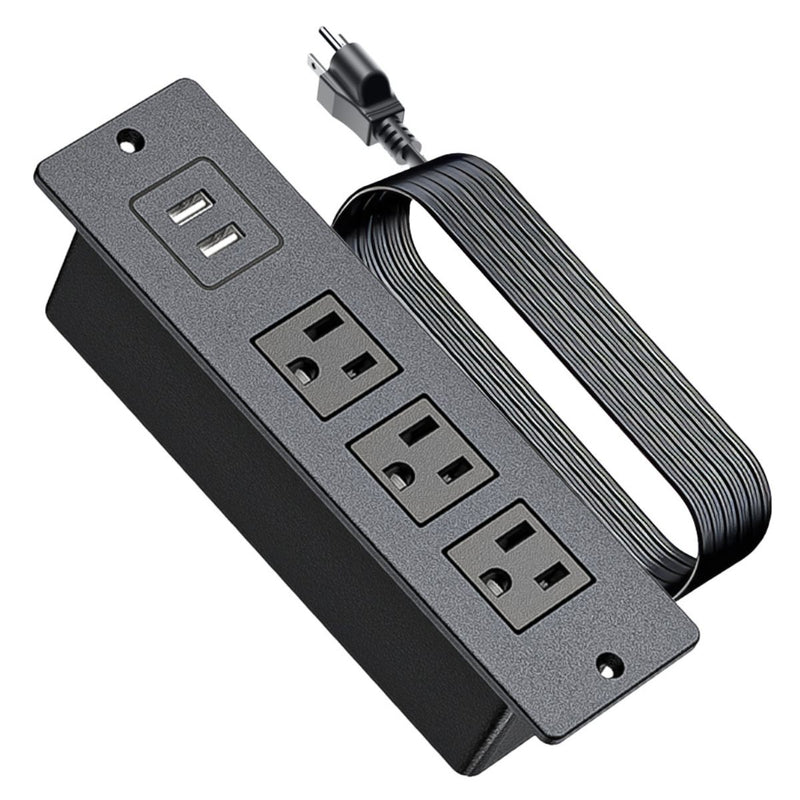 TomaCorriente Empotrable extension Con 3 Salidas Y 2 Puertos USB. Extensión Eléctrica. Regleta Oculta Para Muebles.