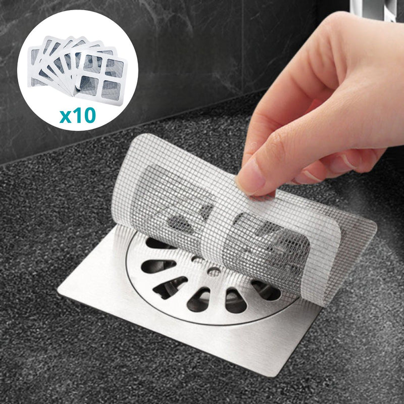 Malla Protectora Para Desagüe (Pack De 10 unds). Filtro Desechable para drenajes Atrapa Cabello Y Suciedad. Rejilla Adhesiva Anti-Insectos.