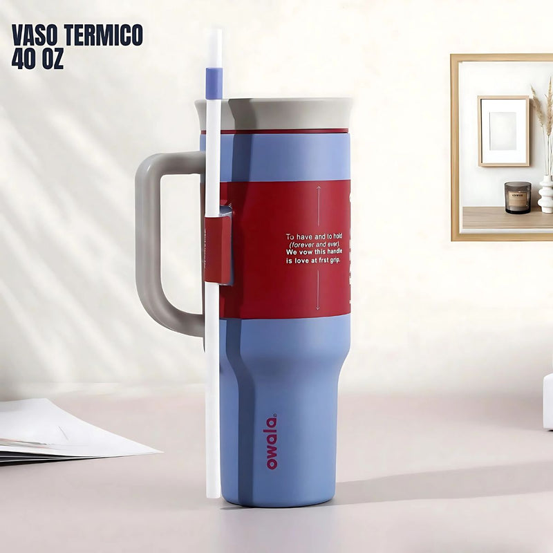 Botella De Agua Termo De 40oz con carrizo. Vaso Térmico De Acero Inoxidable con popote.