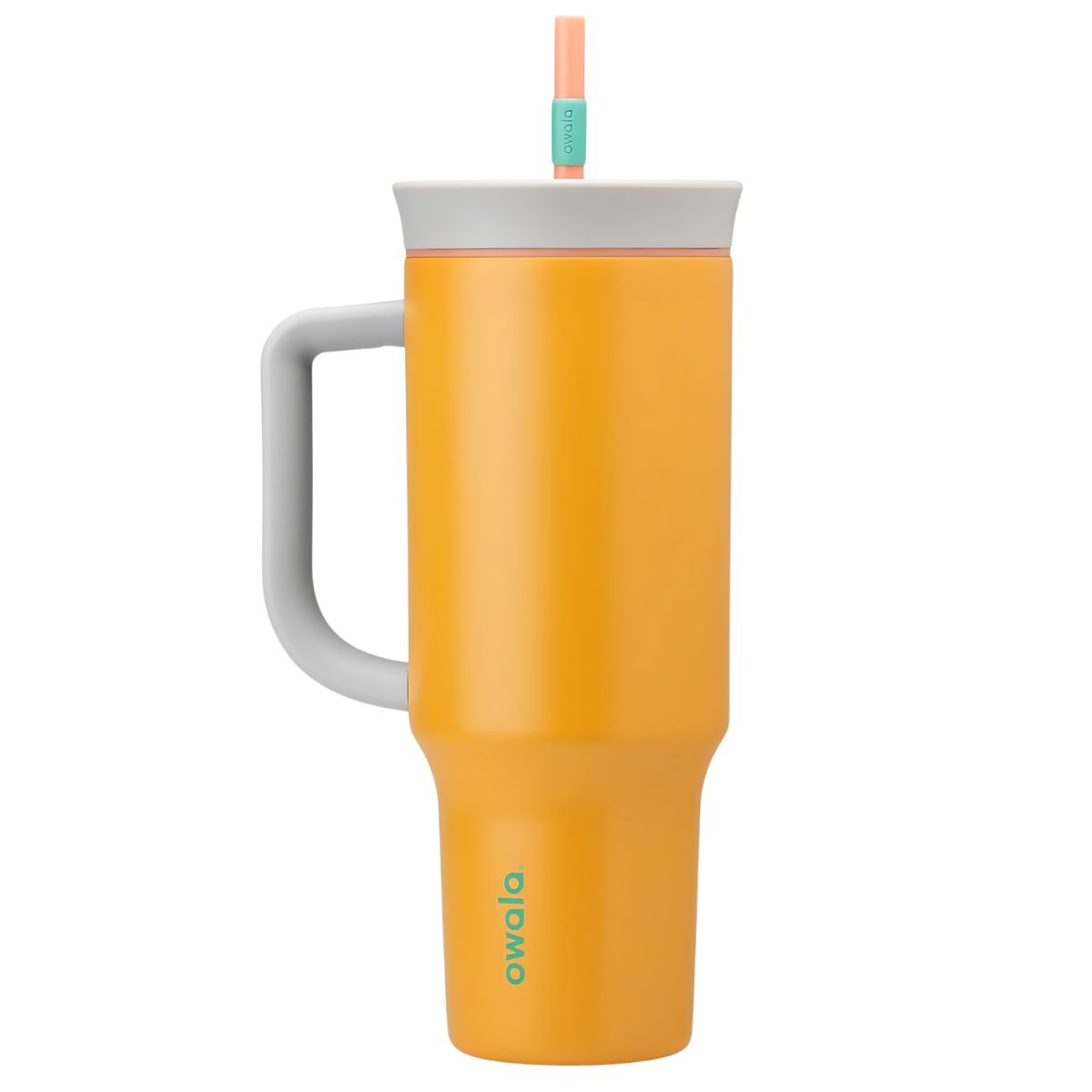 Botella De Agua Termo De 40 oz con carrizo. Vaso Térmico De Acero Inoxidable con popote. Color naranja.