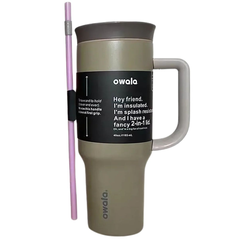 Botella De Agua Termo De 40 oz con carrizo. Vaso Térmico De Acero Inoxidable con popote y asa.