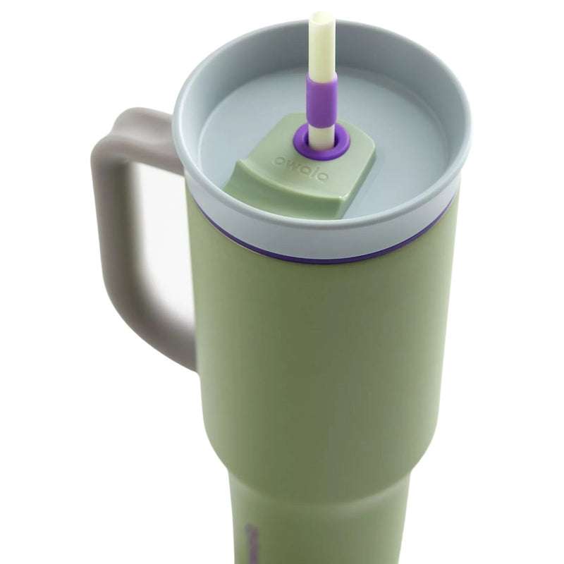 Botella De Agua Termo De 40 oz con carrizo. Vaso Térmico De Acero Inoxidable con popote y asa. Color verde.