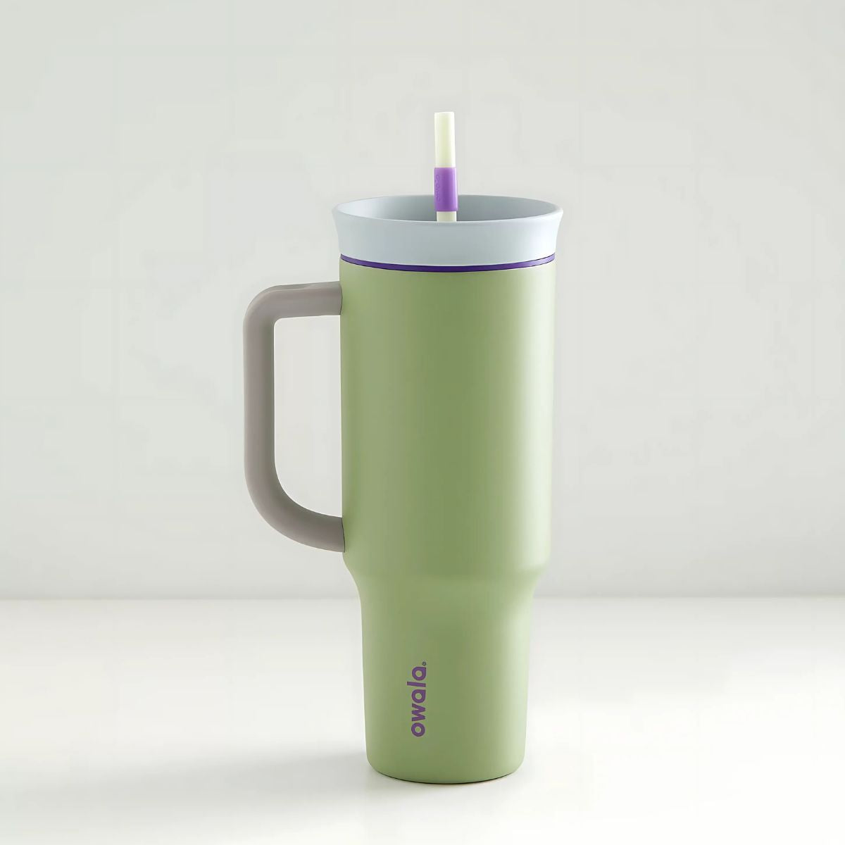 Botella De Agua Termo De 40 oz con carrizo. Vaso Térmico De Acero Inoxidable con popote y asa. Color verde.