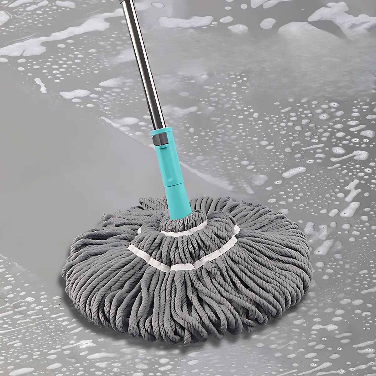 Trapeador Giratorio de Microfibra. Mopa Absorbente con Sistema de Autoescurrido Manual. Lampazo.