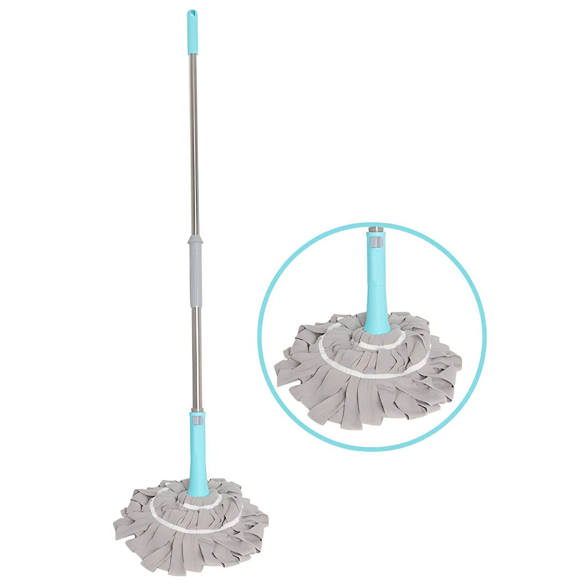 Trapeador Giratorio. Con Mopa de tela Absorbente con Sistema de Autoescurrido Manual. Lampazo.