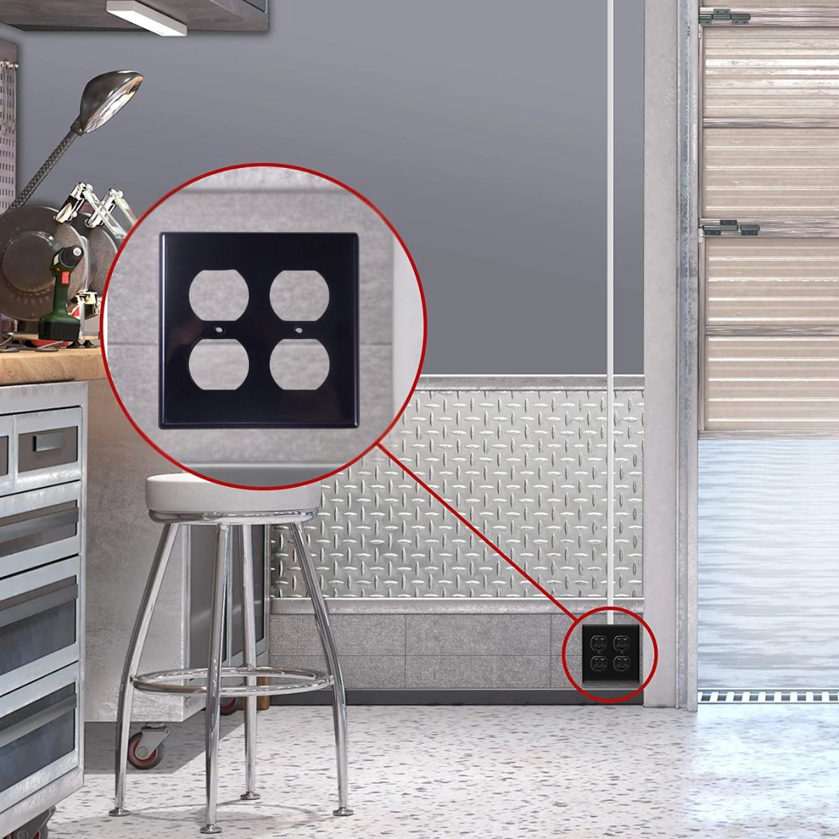 Tapa Plástica De Interruptor O Tomacorriente. Placa Cubierta Para Enchufe Doble. Color negro.