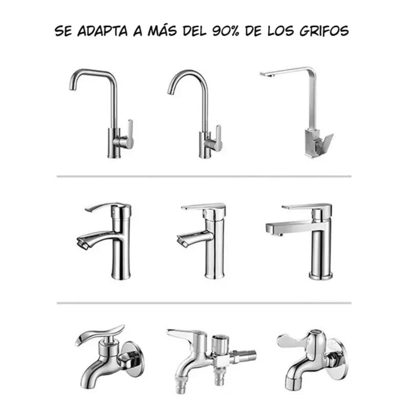 Purificador de agua para grifo Filtro de agua para llave de cocina. (Incluye 6 repuestos). Fácil instalación y doble salida.
