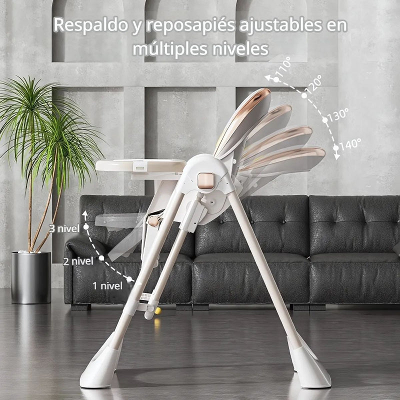 Silla de Comer para Bebes y niños. Silla Alta Multifuncional: Mecedora y Comedor Portátil. Respaldo Ajustable y Bandeja Desmontable.