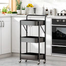 Carrito Organizador de 3 Niveles con Ruedas. Estantería Plegable de Almacenamiento. Estante organizador. Color negro.