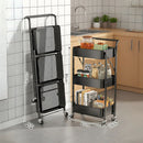 Carrito Organizador de 3 Niveles con Ruedas. Estantería Plegable de Almacenamiento. Estante organizador. Color negro.