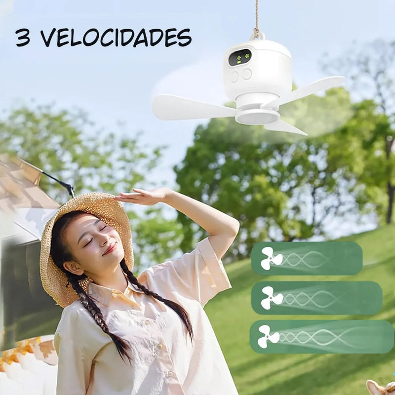 Abanico Ventilador Portátil Recargable con Control Remoto. Abanico de 3 Velocidades, Aspas Desmontables de 10" 27 cm.