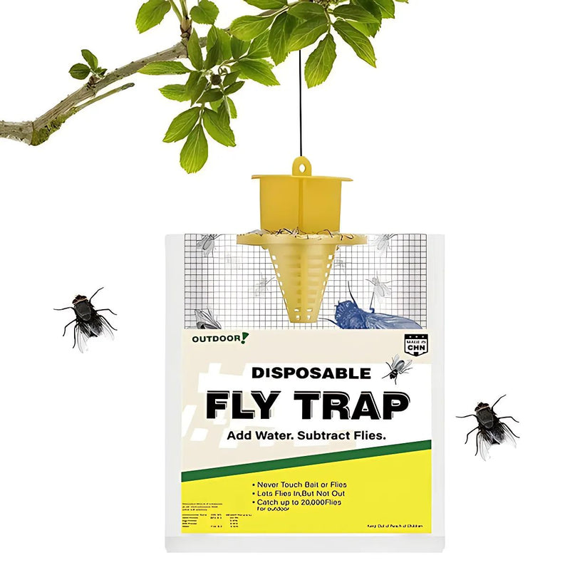 Trampa para Moscas Desechable con Cebo, Uso Exterior. Atrapa hasta 20,000 Moscas. 214 x 198 mm
