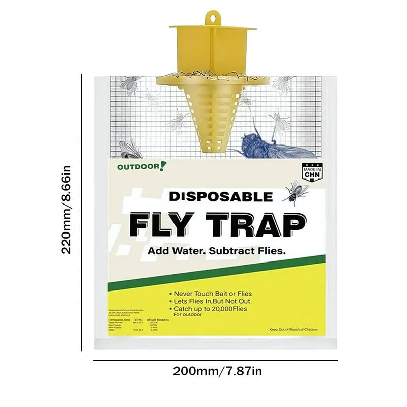 Trampa para Moscas Desechable con Cebo, Uso Exterior. Atrapa hasta 20,000 Moscas. 214 x 198 mm