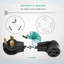 Adaptador de Corriente para Secadora 30A 125/250V. Conector 3 a 4 Ranuras con Cable de Tierra, Potencia Máxima 7500W. 10-30P to 14-30R