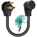 Adaptador de Corriente para Secadora 30A 125/250V. Conector 3 a 4 Ranuras con Cable de Tierra, Potencia Máxima 7500W. 10-30P to 14-30R