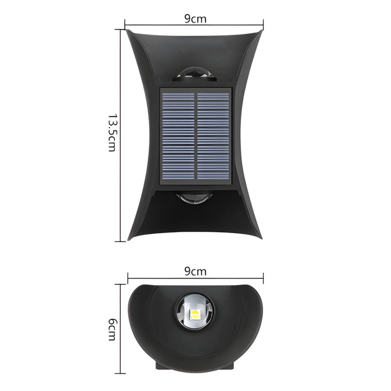 Lámpara Solar De Pared LED. Luz blanca y Cálida Decorativa Para Exterior. Foco con panel solar.