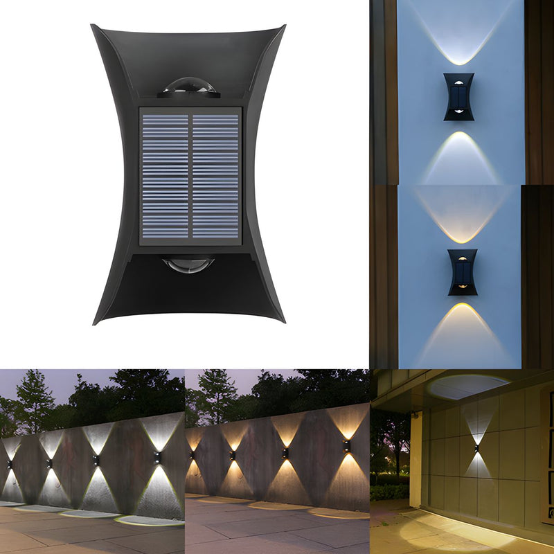 Lámpara Solar De Pared LED. Luz blanca y Cálida Decorativa Para Exterior. Foco con panel solar.