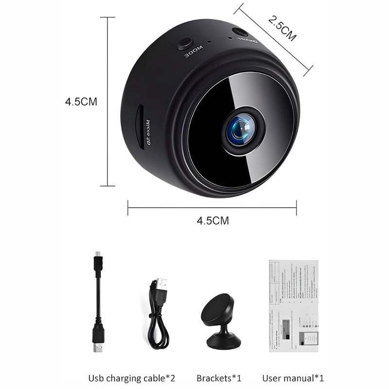 Cámara De Seguridad WiFi Mini HD 1080P Con Visión Nocturna Y Detección De Movimiento.  Videovigilancia.
