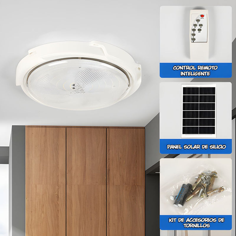 Lámpara Solar LED De Techo 200W Con Panel De Silicio Y Control Remoto. Luz Blanca Fría Para Interiores Y Exteriores con panel solar.