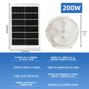 Lámpara Solar LED De Techo 200W Con Panel De Silicio Y Control Remoto. Luz Blanca Fría Para Interiores Y Exteriores con panel solar.