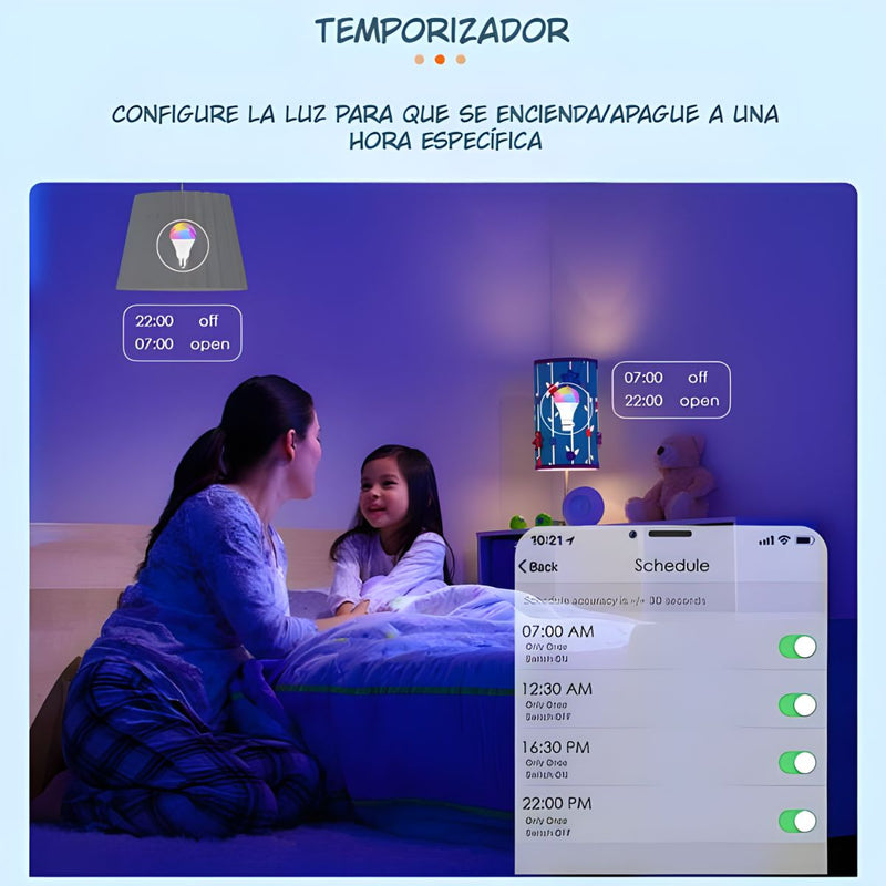 Foco Bombillo LED Inteligente RGB 15W Wifi y Bluetooth. Luz Multicolor Regulable con Control Remoto y App .